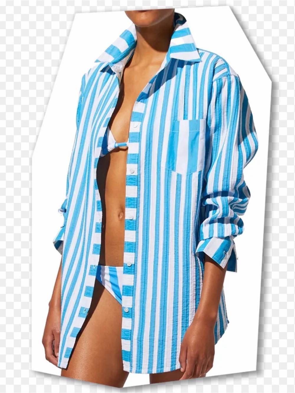 Solid & Striped Blue White Striped Oversized Button Down Shirt S